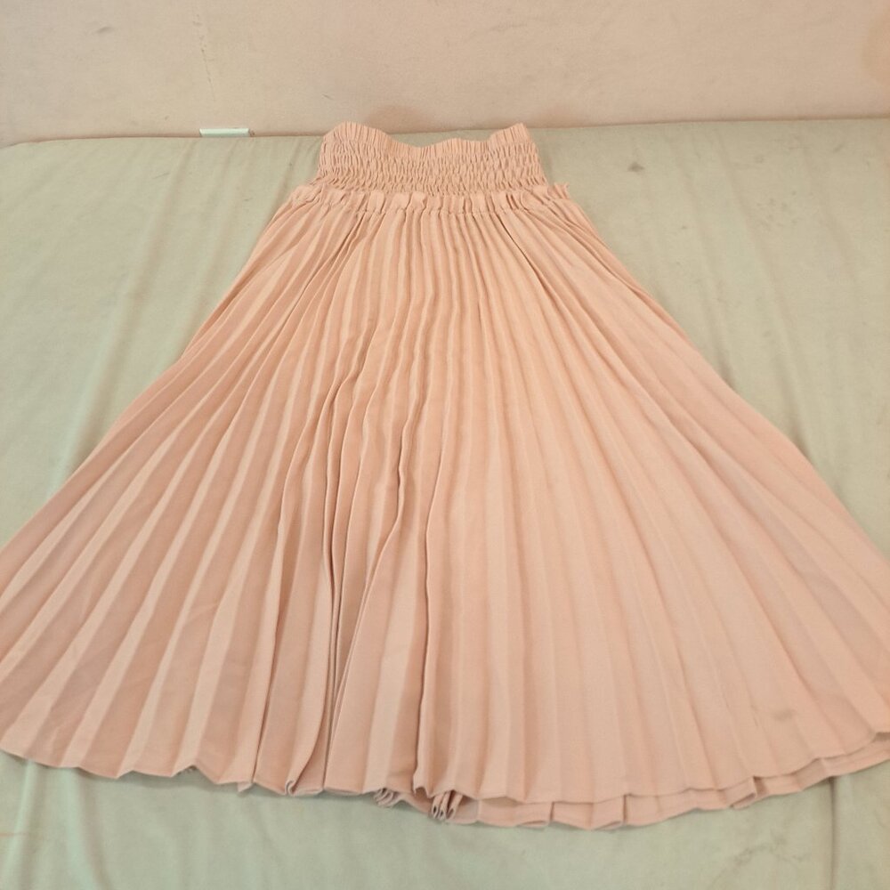 Pink Pleated Maxi Skirt